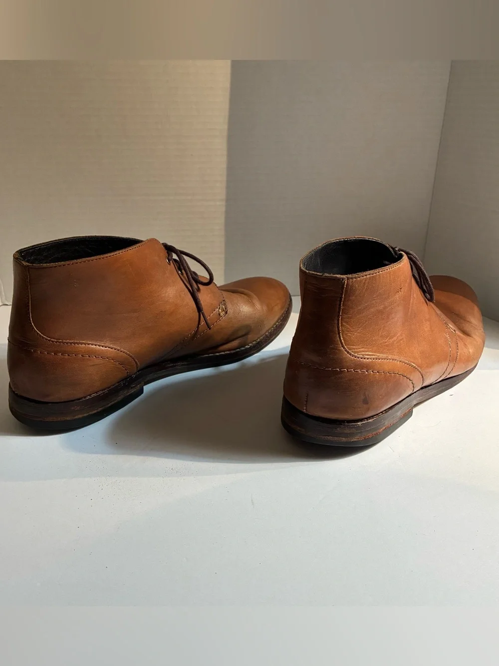 Vintage Men's Brown Leather Chukka Boots - Sleek Lace-Up Comfort Men’s 44 (10)